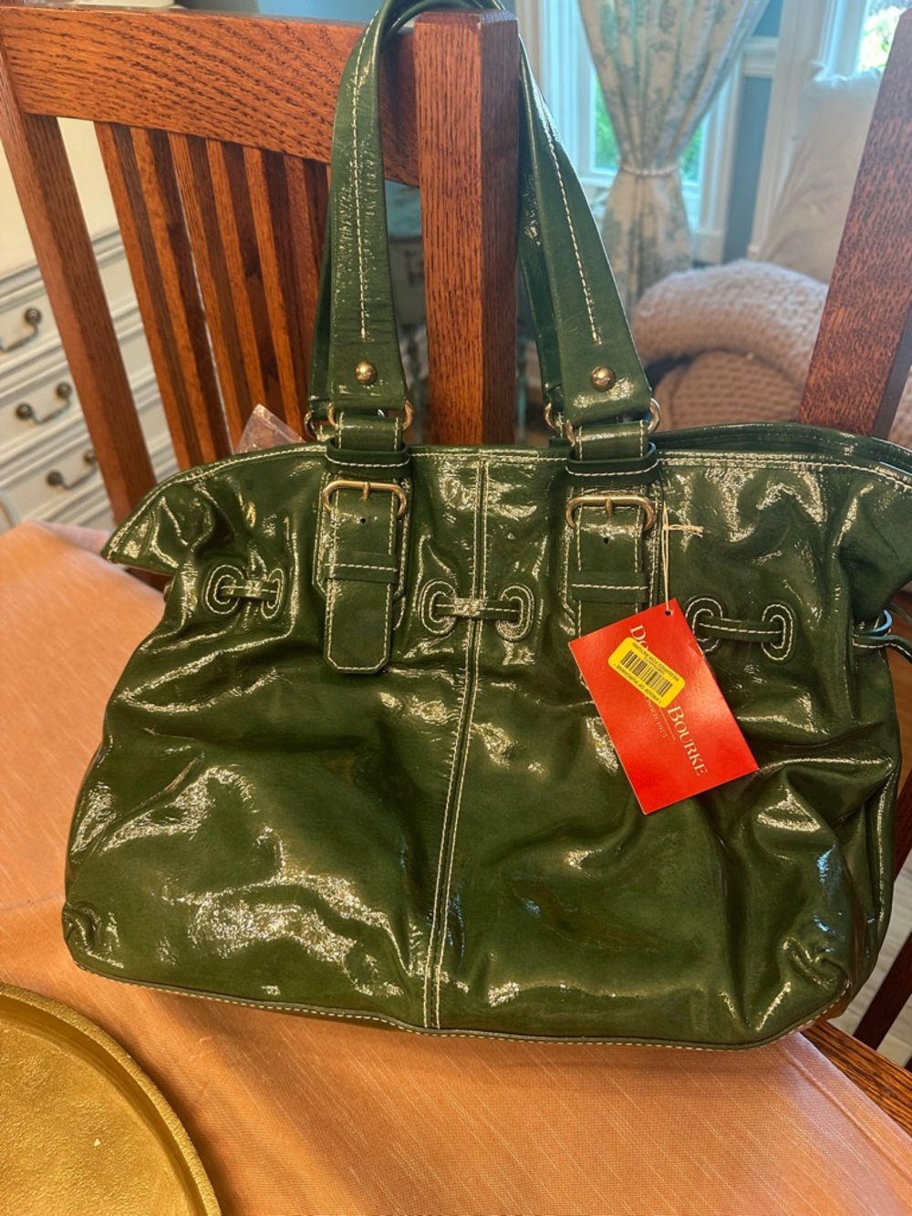 Vintage Y2K Dooney & Bourke Green Patent medium Chiara Leather tote bag NWT - Picture 2 of 11